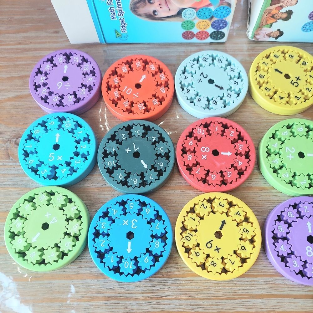 Math Fact Fidget Spinner Set Toy Learning Addition Subtraction Multiply Divide - Picture 2 of 5